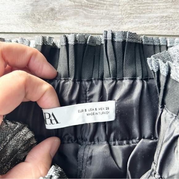ZARA Silver Metallic Pleated Mini Skirt - Picture 9 of 16